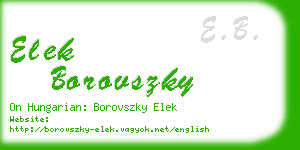 elek borovszky business card